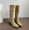 Botas de vaquero western largas retro para mujer, nueva colección otoño/invierno 2026, con un diseño que aumenta la altura, tacones gruesos y un estilo fruncido de tacón apilado, también conocidas como botas altas de montar