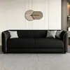 Sofá Simples e Leve com Pata de Gato em Couro para Apartamentos Pequenos, Salas de Estar, Casas de Aluguel e Áreas de Recepção de Barbearias, Adequado para Duas ou Três Pessoas