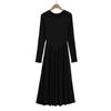 Vestido de mujer de manga larga, cuello redondo, dobladillo plisado, cintura alta, ajustado, estilo europeo y americano, otoño 2023