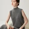 Nuevo Chaleco de Punto sin Mangas para Mujer con Cuello Alto 100% Cachemira Pura Prenda Exterior Camisola Base