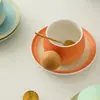 Taza de Café Cerámica de Color Degradado, Taza de Té de la Tarde de Aspecto Elegante, Taza para Latte, Vaso de Agua para el Hogar, Regalo Creativo para la Reunión Anual de la Empresa