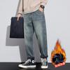 2024 Otoño e Invierno Nuevo Jeans de Calidad para Hombre Forrado de Felpa Ajustado Harlan Invierno Jeans Elásticos Pantalones Largos Hombre