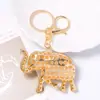 Lujo Ligero Creativo Elefante Sol Llavero Anillo Colgante Pequeño Coche Mochila Pedrería Metal Animal Llavero