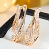 Aretes de Clip Retro de Oro Rosa con Espiral Hueca Pavimentada con Diamantes Micro-Pavimentados de Circonita Joyería para Orejas de Lujo Ligero con Temperamento