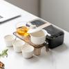 Juego de Té de Viaje Ceniza de Planta Un Tazón con Tapa Tres Tazas Fabricante de Té para Exterior Juego de Kung Fu de Cerámica para el Hogar Tazón de Té Taza de Té