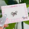 Brincos Rosa Laço Gato Coração Osso da Orelha Unha Aço Titânio Exquisitos Elegantes High-End Estilo Ins