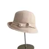 Chapéu de Pescador Fashion com Laço Simples para Mulheres, Chapéu de Feltro de Lã Australiana de Inverno, Tendência de Chapéu Bucket Estilo Retrô Casual