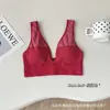 Sutiã sem costura com blocos de cor, decote V, costas bonitas, bojo fixo para mulheres, sexy push-up com alças largas, estilo top regata, sutiã wrap em U para mulheres