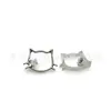 Jiangtitanium F136 Aleación de Titanio Joyería Cabeza de Gato Kitty Incrustada con Circonita G23 Aleación de Titanio Cuerpo Joyería para Piercing Pendientes