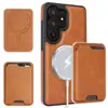 Aplicável para Samsung S26 Ultra Capa Magnética Duas em Uma para Celular S25 Porta-Cartão Carregamento Sem Fio MagSafe Capa de Couro