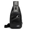 Nueva bolsa de pecho antirrobo con carga USB para hombre, bolsa de hombro casual retro de PU, bolsa de mensajero deportiva para ciclismo al aire libre para hombre