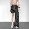 Calça de Trabalho Tie-Dye de Seda Gelo para Homens, Verão Fina Solta de Perna Larga Fresca, Calça Longa Casual com Caimento Estilo Americano Tendência