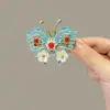Clip para el pelo de borla corta retro inteligente nuevo de fábrica, tocado con perlas azul quemado, encanto clásico de palacio, venta al por mayor