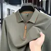 Nova Camisa Polo Casual Masculina de Cor Sólida com Gola Lapela para Homens Jovens e de Meia-Idade, Camiseta Básica Fina de Moda Business, Modelagem Solta
