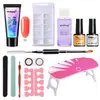 Kit de lámpara de fototerapia con pasta de cristal de 15 g, soporte sin papel, pegamento para extensión, kit de herramientas para uñas y arte de uñas transparente