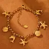 Xinyixinxin Concha Marina Temporada de Verano Playa Colgante Multiaccesorios Pulsera DIY Acero Inoxidable Chapado en Oro Real de 18K