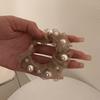 Faixa de cabelo de pérola de organza estilo coreano, faixa de cabelo elástica de malha de fada, anel de salsicha de moda para meninas, corda de cabelo de cor sólida