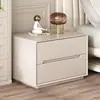 Nueva Mesa de Noche Minimalista Italiana, Gabinete de Noche de Doble Cajón Sin Ensamblaje, Gabinete de Almacenamiento de Piso de Lujo Ligero para Dormitorio del Hogar