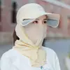 Sombrero con Visera Retráctil para Protección Solar para Mujeres, Protección UV de Verano, Transpirable, Máscara de Protección Solar Integrada para Cara y Cuello Completo