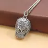 Colgante de Calavera de Plata de Ley S925 con Circonita Blanca Personalidad Simple y Moderna Versátil Hip-hop hiphop Estilo Europeo y Americano Celebridad de Internet