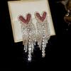 Agulha de prata Ancora Red Diamond Love Brincos de borla Brincos da moda da moda Estilo doce e legal Brincos leves de luxo de alta qualidade