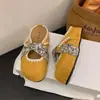 Jx2026 Moda Nova Primavera/Verão Versátil Pérola Pequena Sapatos Femininos Franceses de Solado Grosso para Mulheres Baixas, Aumentadores de Altura Solado Macio Bico Fechado