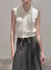 Colete Tricotado Polo Sem Manga Retrô para Roupa de Verão Feminina, Camisa Slim e Estilosa que Reduz a Idade, Top Curto com Lapela