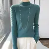 Suéter Cruzado para Mujer 2026, Nuevo Jersey de Punto Base de Manga Larga Otoño/Invierno con Cuello Semi Alto, Ajustado Estilo Coreano