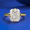 Anillo de Plata de Ley S925 con Diamante Individual Transfronterizo, Anillo de Corte Flor de Hielo de Lujo Ligero de Gama Alta, Anillo de Boda de Personalidad Exagerada Europeo y Americano al por Mayor