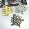 Accesorios de joyería DIY material para tocado cola de fénix pluma de fénix flor 78*74mm oro/K blanco/Verde antiguo