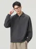 Sudadera con Cuello Polo para Hombre Anyang 2026 Otoño/Invierno de Peso Pesado con Mangas Ranglán Pulóver Holgado Casual Color Sólido Ropa