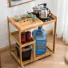 Mesa de centro para el hogar mesa de té pequeña mesa de té móvil de bambú carrito de té sala de estar balcón gabinete de té para hervir agua estante de almacenamiento para juego de té