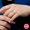 Anillo de amor chapado en plata de ley S925 con oro de 18 quilates, estilo japonés y coreano, brillante, minimalista, versátil, muy lindo, anillo fino para el dedo índice