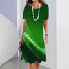 2024 Explosiones de Comida para Llevar Transfronteriza Verano Ropa de Mujer Moda Falda de Corte A Estampado Digital 3D Fiesta Elegante Manga Corta