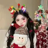 Atmósfera Navideña Lindo Palo Retorcido Cuerno Diadema Luminosa Lazo Diadema de Reno Muñeco de Nieve de Dibujos Animados Sombrero