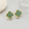 Joyería de Imitación Jade Hetian Trébol de la Suerte Collar Anillo Aretes Trébol de Cuatro Hojas Oro Natural y Jade Set Sencillo de Tres Piezas