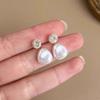 Pendientes de Perla con Aguja de Plata S925 de Gama Alta Estilo Retro Simple Europeo y Americano Pendientes Colgantes Versátiles para el Día a Día Venta al por Mayor