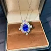 Colar de Espinélio Cobalto Cultivado Prata de Lei S925 Colar Ovo de Pomba para Mulheres Corrente de Clavícula Full Diamond Corrente de Clavícula de Nicho