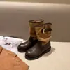 Primer Encuentro Ji Meilade Botines Retro para Mujer Estilo Desértico Botas de Montar Marrones Botas Occidentales Arrugadas Apiladas