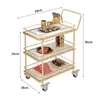 Carritos de comida, carritos de servicio, carritos para servir bebidas en restaurantes de hotel, carritos de mano de varios niveles para pasteles y té, fabricante de oro