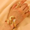 Conjunto de Pulseira e Anel Geométricos de Metal, Joias Ajustáveis de Design Único Estilo Aberto, Acessórios Transfronteiriços Europeus e Americanos