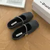 Zapatillas de Moda de Lana Cuadradas Mary Jane Cerradas 2026 Otoño/Invierno para Mujer Hebilla Metálica Slip-On Suela Suave Mules