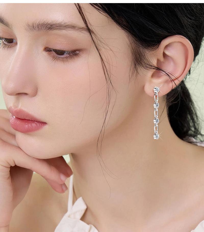 回形扣莫桑钻石耳钉耳坠女批发