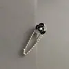 Grampo de Cabelo Elegante com Pérolas para Mulheres, Presilha de Metal com Laço Preto, Presilha Lateral de Alto Padrão, Presilha para Franja, Simples Presilha Bico de Pato