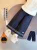 Pantalones Rectos para Niños Otoño e Invierno 2025 Estilo Nuevo Estilo Niña Forro Polar Pantalones Pantalones Casuales de Lana de Pierna Ancha para Niños