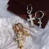 Pendientes de Plata de Ley S925 con Forma de Cruz Ab Lujo Accesible Gama Alta Nicho Diseño Único Tendencia Retro Pendientes Neutros
