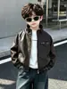2394 Chaqueta de Cuero de Otoño para Niños 2026 Nuevo Estilo de Moda Chaqueta de Cuero PU para Niños Chaqueta de Motocicleta Fresca para Bebé de Primavera y Otoño
