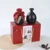 Caja de regalo para botella de vino blanco de cerámica Jin, empaque para el hogar, frasco pequeño de vino sellado, botella vacía antigua, botella de vino a la antigua, jarra de vino