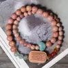Pulseira de Madeira de Cipreste Sangrento Estilo DIY Contas de Oração Budistas Acessório de Cinco Fios Joias de Alto Padrão Corda de Madeira Contas de Oração Estilo Chinês