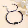 Moda sencilla piedra natural turmalina negra turmalina cuerda de mano tejida a mano ajustable joyería para hombres y mujeres venta al por mayor